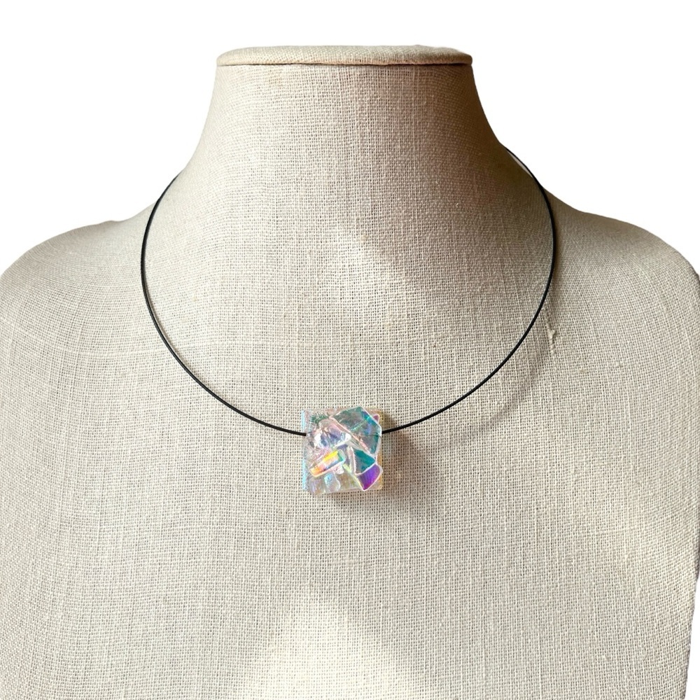 Dichroic Iridescent Glass Pendant Necklace